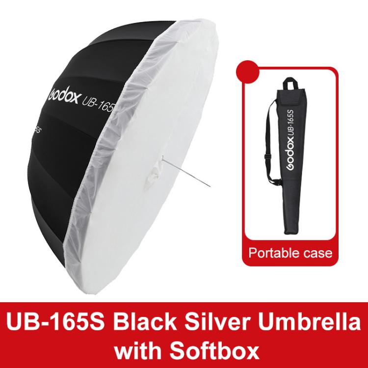 Diffusore riflettore per studio fotografico Godox, UB-85S Black Silver Umbrella, UB-85S Black Silver Umbrella with Softbox, UB-105S Black Silver Umbrella, UB-105S Black Silver Umbrella with Softbox, UB-130S Black Silver Umbrella                        ...