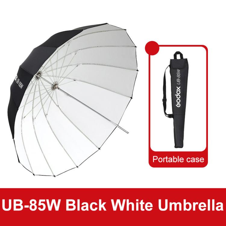 Diffusore riflettore per studio fotografico Godox, UB-85S Black Silver Umbrella, UB-85S Black Silver Umbrella with Softbox, UB-105S Black Silver Umbrella, UB-105S Black Silver Umbrella with Softbox, UB-130S Black Silver Umbrella                        ...