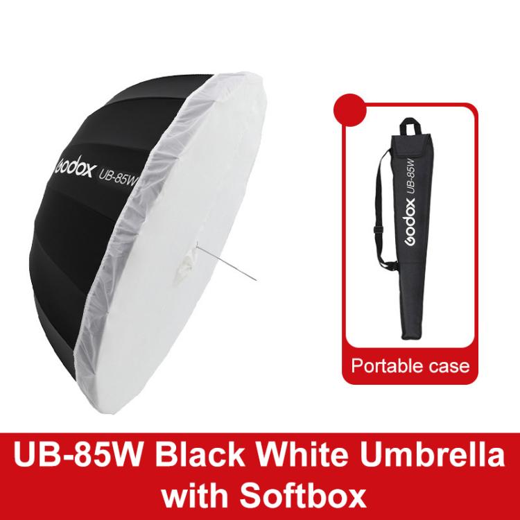 Diffusore riflettore per studio fotografico Godox, UB-85S Black Silver Umbrella, UB-85S Black Silver Umbrella with Softbox, UB-105S Black Silver Umbrella, UB-105S Black Silver Umbrella with Softbox, UB-130S Black Silver Umbrella                        ...