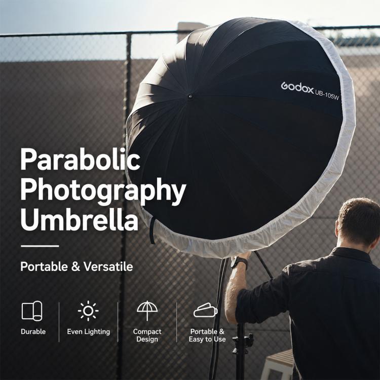 Diffusore riflettore per studio fotografico Godox, UB-85S Black Silver Umbrella, UB-85S Black Silver Umbrella with Softbox, UB-105S Black Silver Umbrella, UB-105S Black Silver Umbrella with Softbox, UB-130S Black Silver Umbrella                        ...
