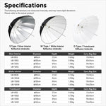Diffusore riflettore per studio fotografico Godox, DPU-85T Reflect Umbrella Sotfbox, DPU-105T Reflect Umbrella Sotfbox, DPU-130T Reflect Umbrella Sotfbox, DPU-165T Reflect Umbrella Sotfbox, DPU-85BS Black Silver Softbox Reflector                       ...