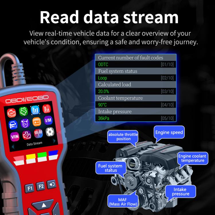 Strumento diagnostico OBDII per auto K2, rilevatore intelligente di guasti del motore HUD, K2