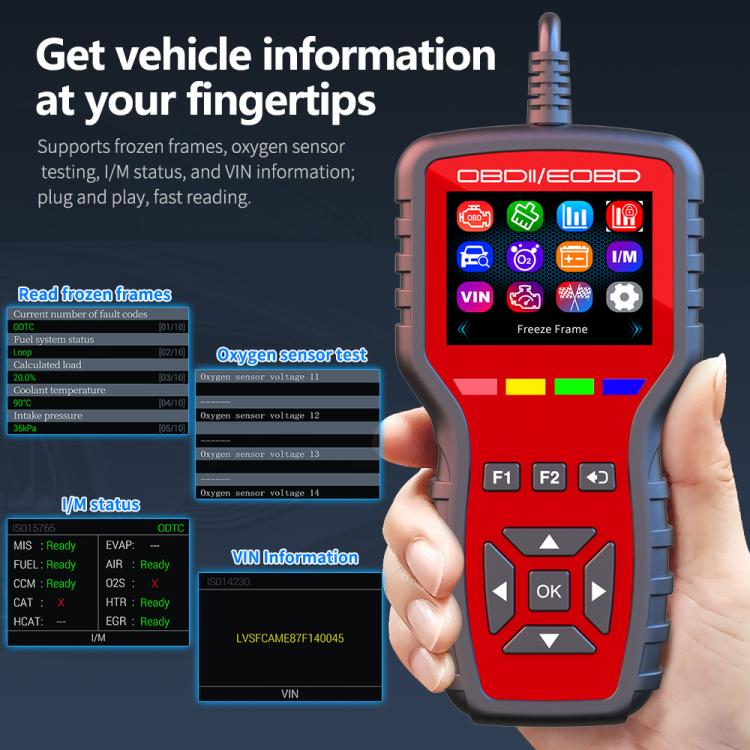 Strumento diagnostico OBDII per auto K2, rilevatore intelligente di guasti del motore HUD, K2
