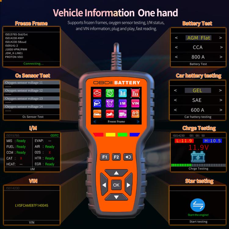 K2 Pro 2 in 1 Strumento diagnostico OBDII per auto - Tester batteria, K2 Pro