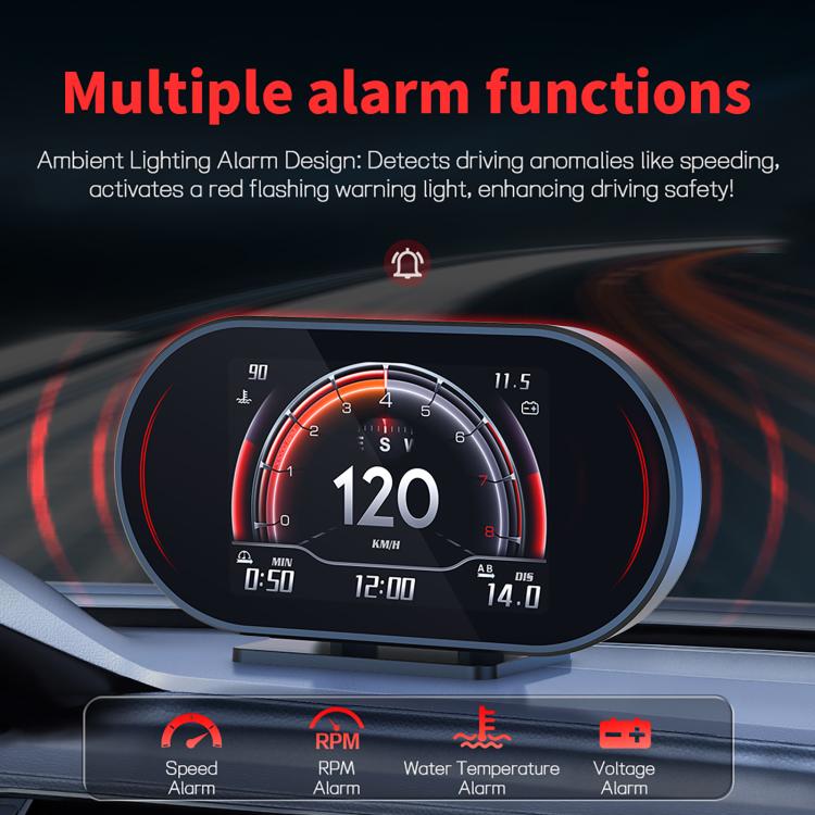 P27 Tachimetro multifunzione LCD HD OBD2 GPS, P27