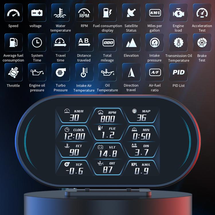 P27 Tachimetro multifunzione LCD HD OBD2 GPS, P27