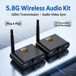 Kit trasmettitore e ricevitore audio wireless AU5810 a 5,8 GHz, supporta la trasmissione fino a 100 m.