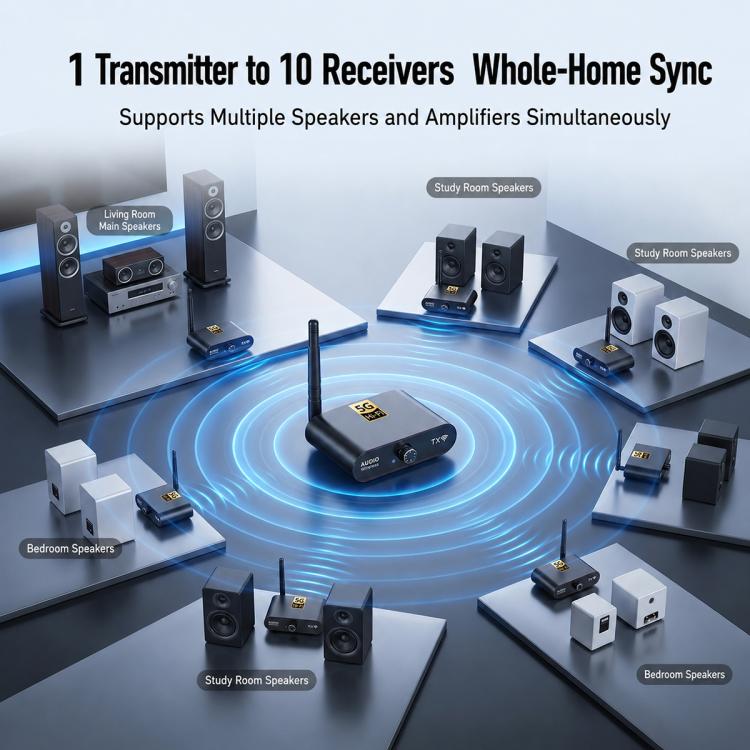 Kit trasmettitore e ricevitore audio wireless AU5810 a 5,8 GHz, supporta la trasmissione fino a 100 m.