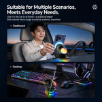 Supporto per auto D3 15W con raffreddamento magnetico e illuminazione RGB, ricarica wireless per telefono.