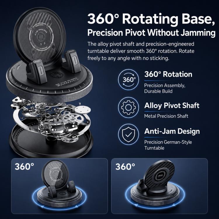 Supporto per telefono da console centrale per auto D7 con base girevole autoadesiva.