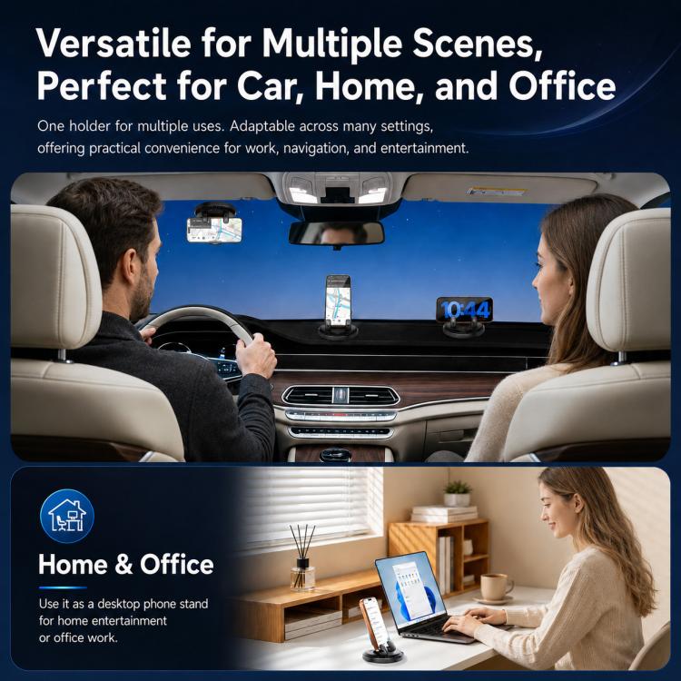 Supporto per telefono da console centrale per auto D7 con base girevole autoadesiva.