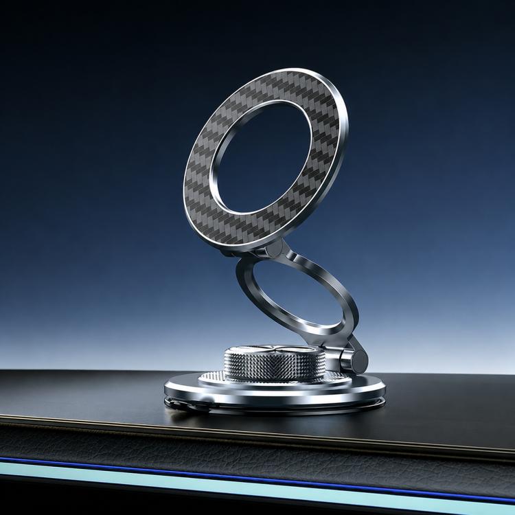 Supporto magnetico per telefono P7 con anello girevole a 360 gradi e texture in fibra di carbonio.