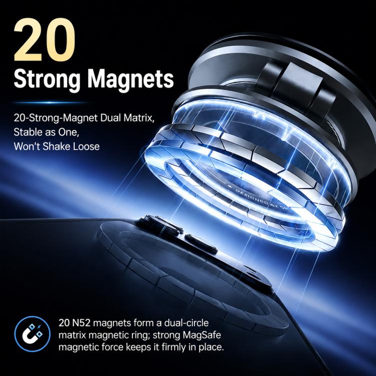 Supporto magnetico per telefono P7 con anello girevole a 360 gradi e texture in fibra di carbonio.