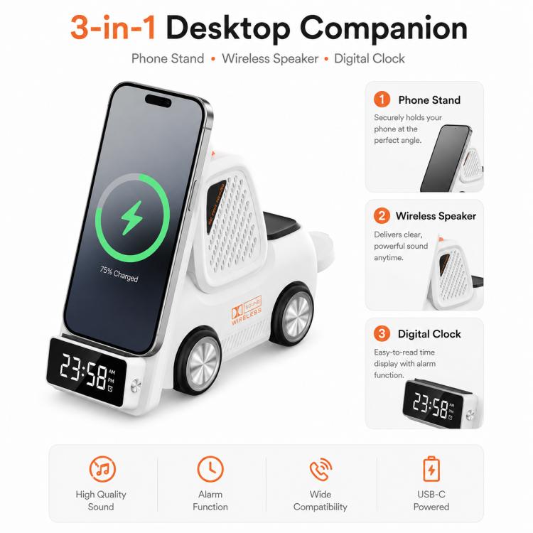 Caricabatterie wireless multifunzionale 6 in 1 con supporto da sc