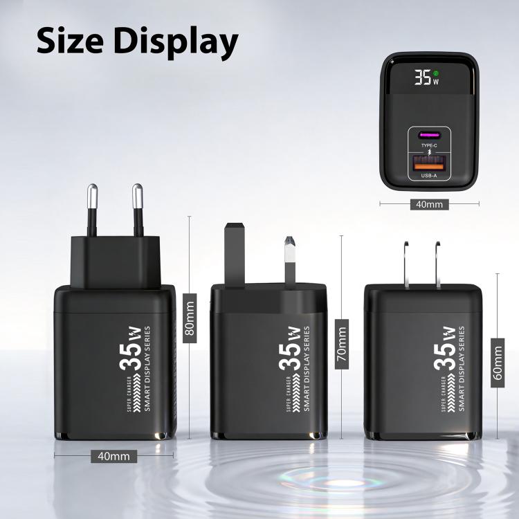 Caricabatterie rapido 35W con display digitale USB e Type-C