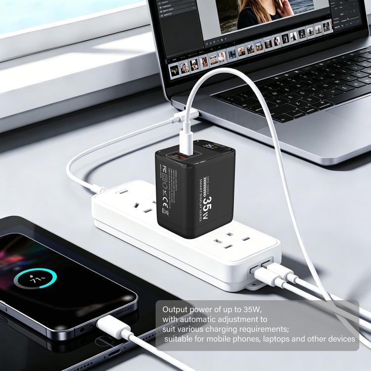 Caricabatterie rapido 35W con display digitale USB e Type-C