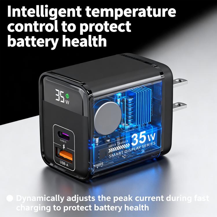 Caricabatterie rapido 35W con display digitale USB e Type-C