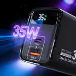 Caricabatterie rapido 35W con display digitale USB e Type-C