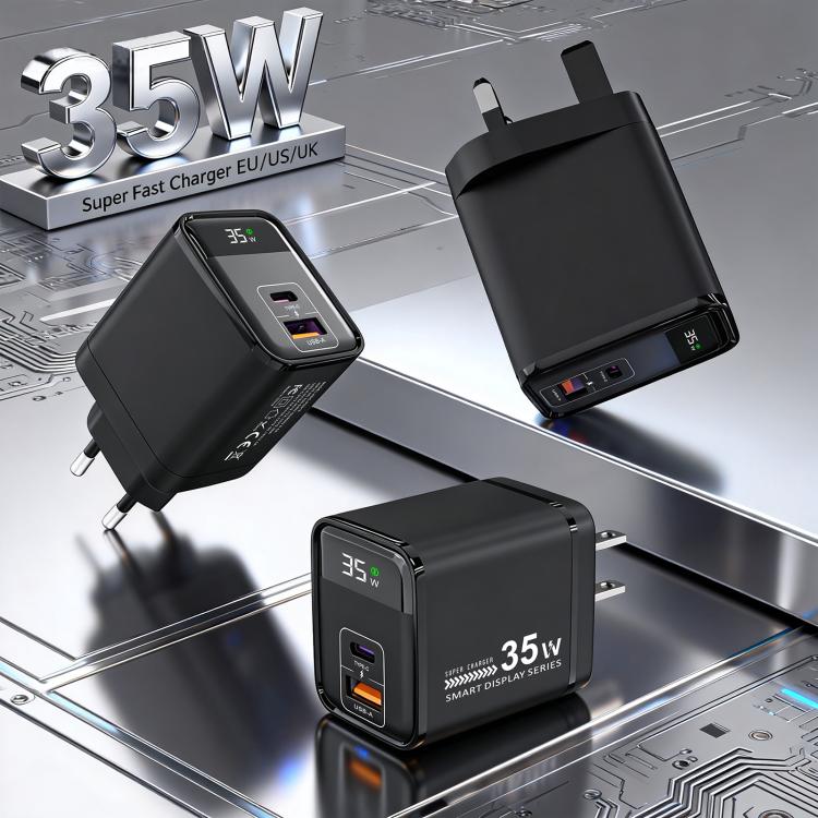 Caricabatterie rapido 35W con display digitale USB e Type-C