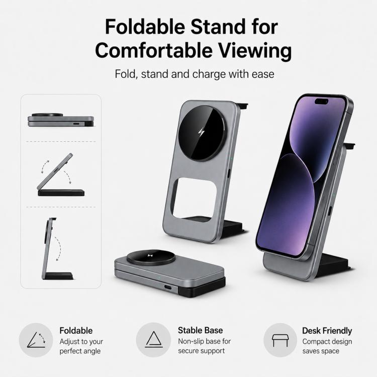 Supporto ricarica wireless magnetico 15W pieghevole