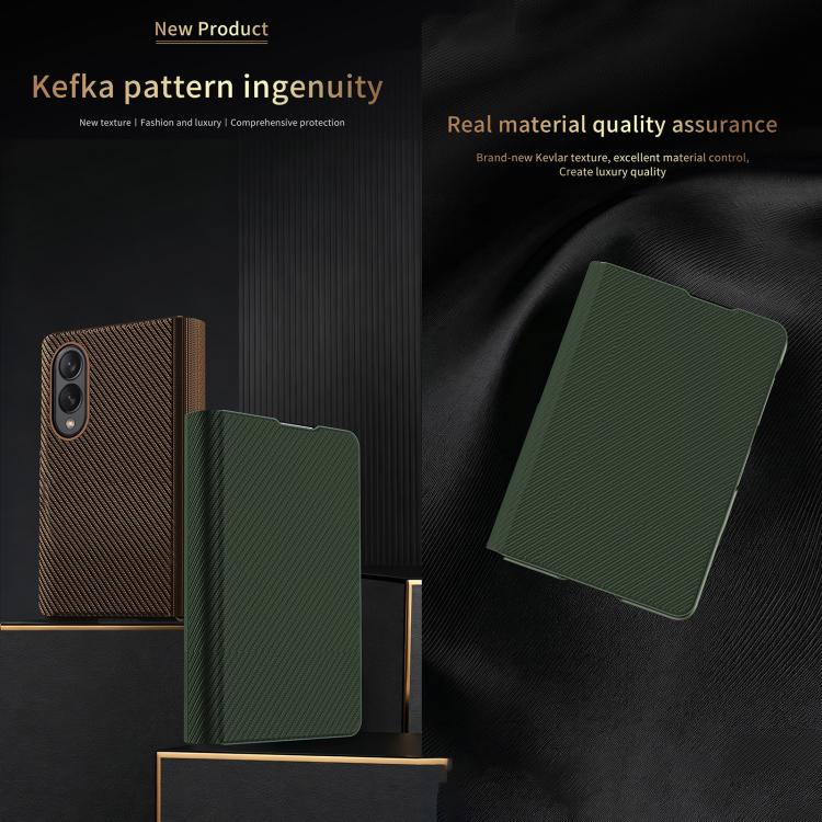 Custodia per telefono in ecopelle con texture Kevlar e supporto incluso., For  Galaxy Z Fold8 5G