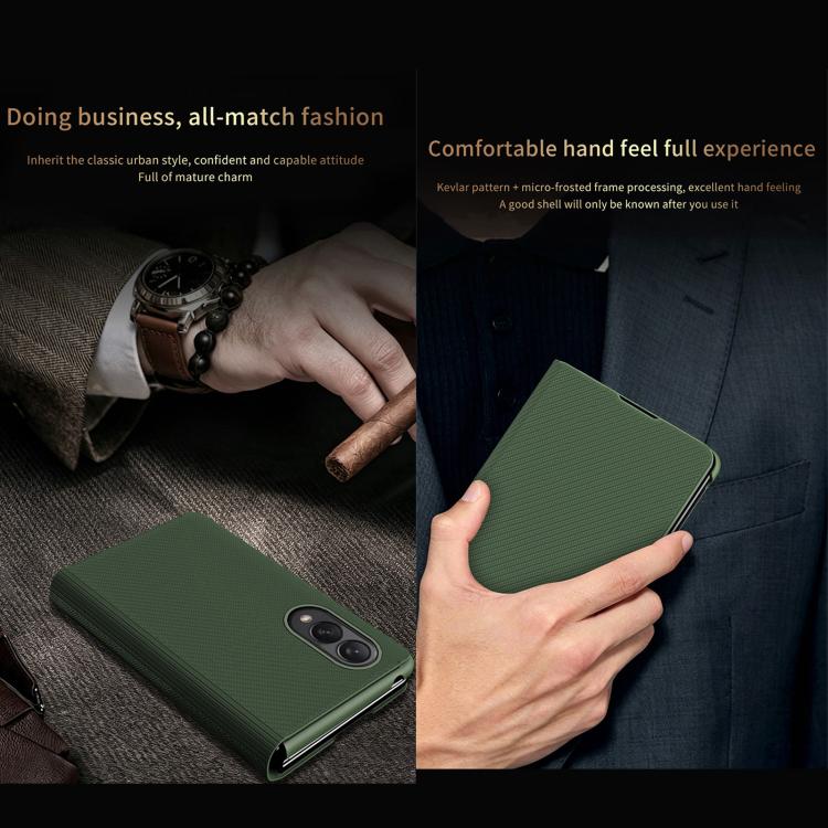 Custodia per telefono in ecopelle con texture Kevlar e supporto incluso., For  Galaxy Z Fold8 5G