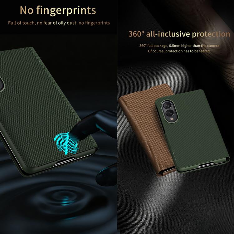 Custodia per telefono in ecopelle con texture Kevlar e supporto incluso., For  Galaxy Z Fold8 5G
