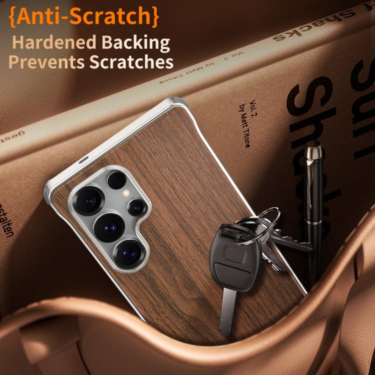 Custodia per telefono MagSafe J TRIBE in metallo senza cornice con texture effetto legno, For Galaxy S26 Ultra 5G, For Galaxy S25 Ultra 5G, For Galaxy S24 Ultra 5G, For Galaxy S23 Ultra 5G