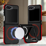 Custodia magnetica per telefono bicolore con effetto pelle, For Galaxy Z Flip6 / Z Flip7 FE 5G