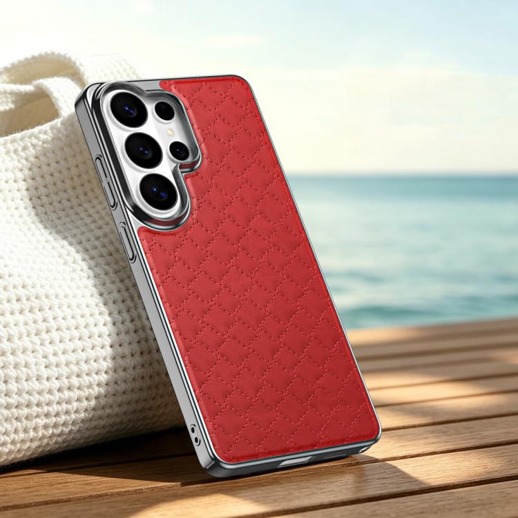 Custodia per telefono magnetica in ecopelle con texture a rombi, For Galaxy S26 Ultra 5G, For Galaxy S25 Ultra 5G, For Galaxy S24 Ultra 5G, For Galaxy S23 Ultra 5G