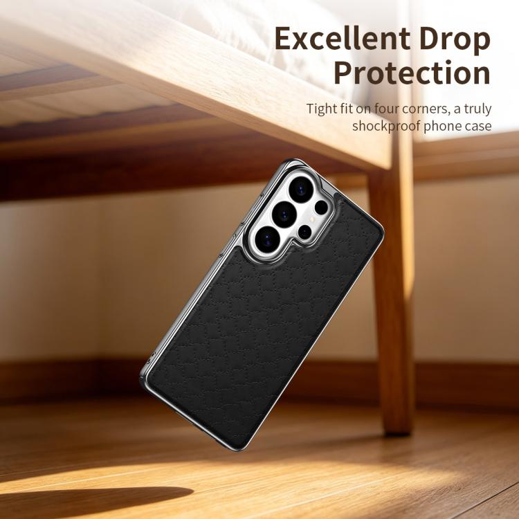 Custodia per telefono magnetica in ecopelle con texture a rombi, For Galaxy S26 Ultra 5G, For Galaxy S25 Ultra 5G, For Galaxy S24 Ultra 5G, For Galaxy S23 Ultra 5G