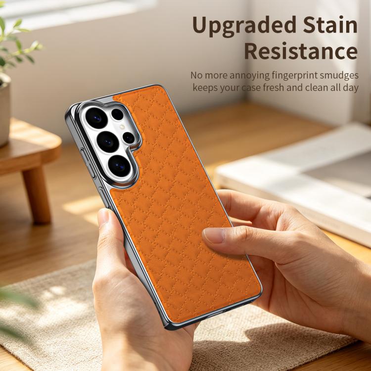 Custodia per telefono magnetica in ecopelle con texture a rombi, For Galaxy S26 Ultra 5G, For Galaxy S25 Ultra 5G, For Galaxy S24 Ultra 5G, For Galaxy S23 Ultra 5G