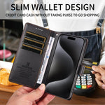 Custodia portafoglio in ecopelle vegana per iPhone 16 Pro Max