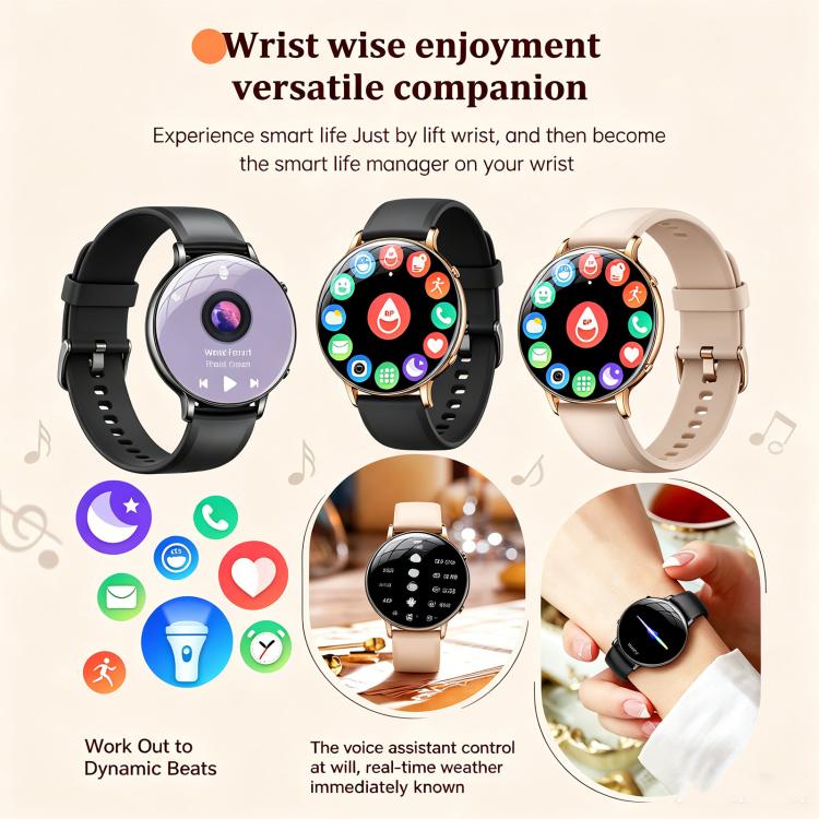 M201 Smartwatch da donna ultra sottile con schermo curvo da 1,32 pollici, torcia e certificazione IP68