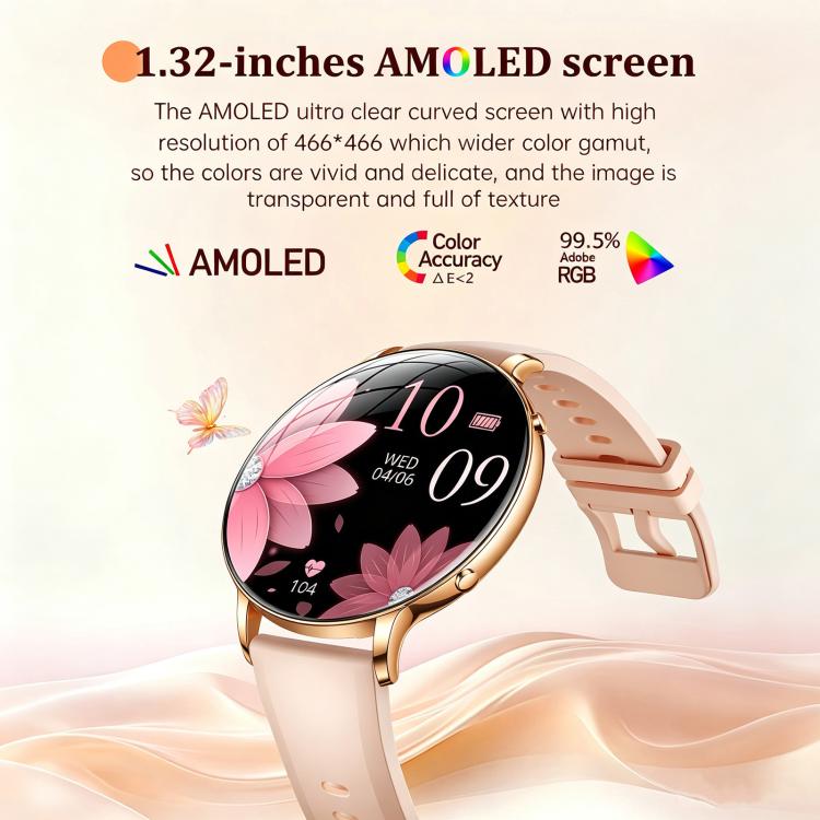 M201 Smartwatch da donna ultra sottile con schermo curvo da 1,32 pollici, torcia e certificazione IP68