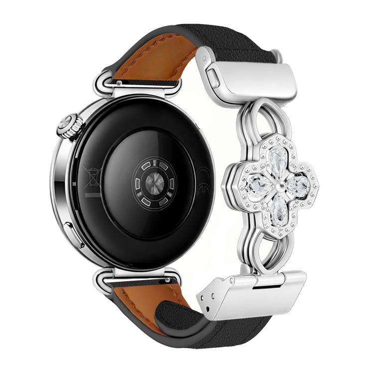 Cinturino per orologio in vera pelle con chiusura magnetica e zirconi cavi., 18mm, 20mm