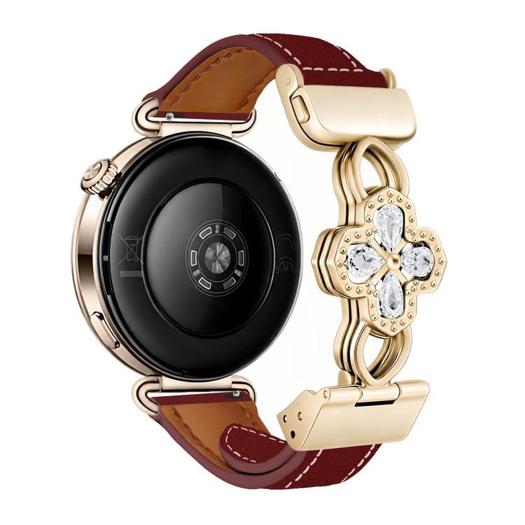 Cinturino per orologio in vera pelle con chiusura magnetica e zirconi cavi., 22mm