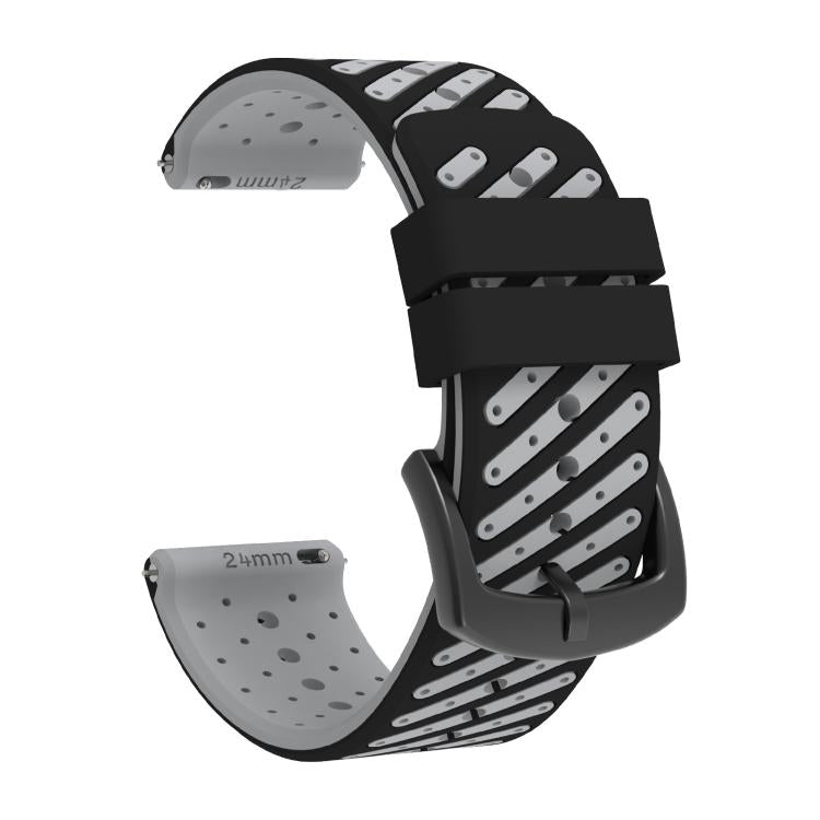 Cinturino per orologio in silicone traspirante bicolore con trama twill., 24mm