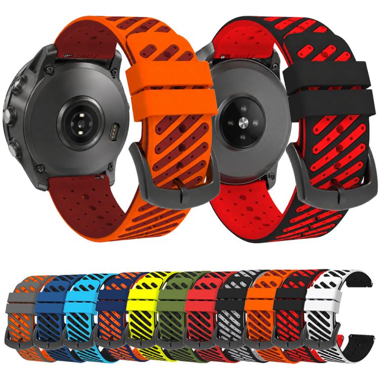 Cinturino per orologio in silicone traspirante bicolore con trama twill., 24mm