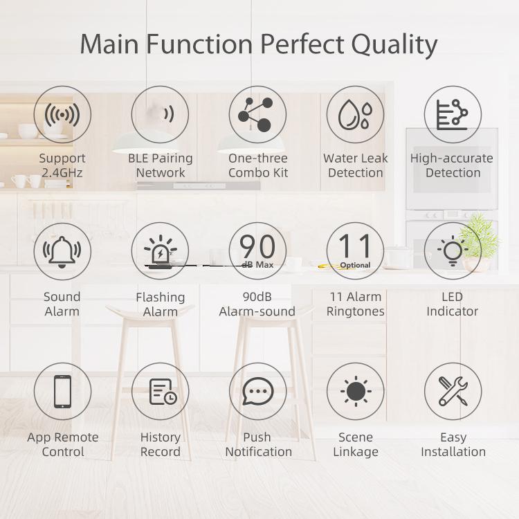 Kit di allarme intelligente per perdite d'acqua NEO NAS-AB03W1 WS09W3 con Wi-Fi