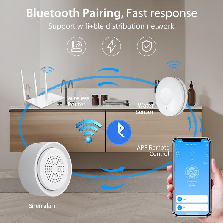 Kit di allarme intelligente per perdite d'acqua NEO NAS-AB03W1 WS09W3 con Wi-Fi