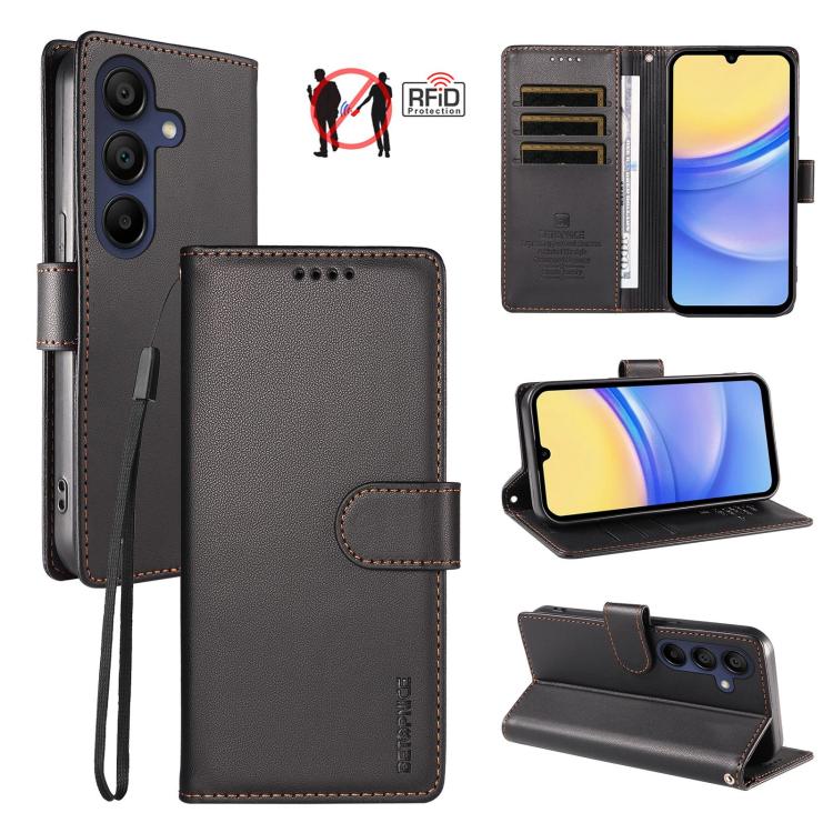 Custodia per telefono BETOPNICE in ecopelle vegana perlata con protezione RFID e cinturino., For Galaxy A15, For Galaxy A25 5G, For Galaxy A24 4G, For Galaxy A04e 4G / F04