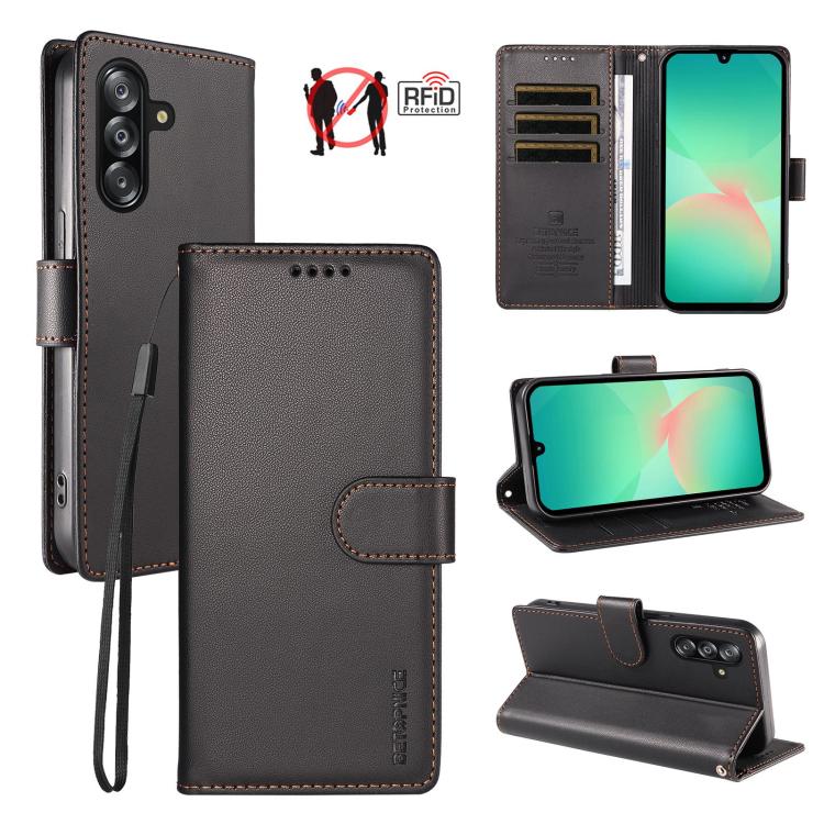 Custodia per telefono BETOPNICE in ecopelle vegana perlata con protezione RFID e cinturino., For Galaxy A57 5G, For Galaxy A37 5G / A36 5G, For Galaxy A27 5G, For Galaxy A16 / A26 5G / A17