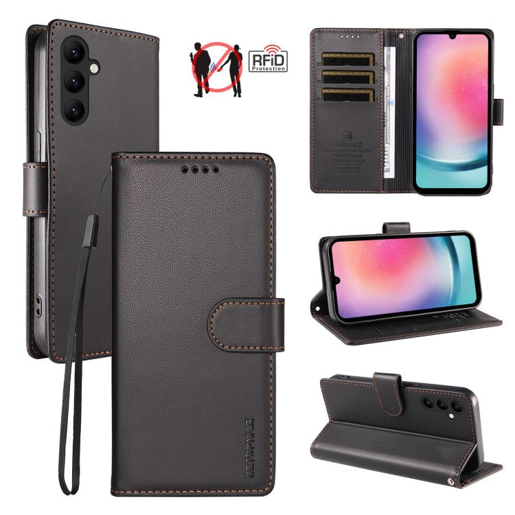 Custodia per telefono BETOPNICE in ecopelle vegana perlata con protezione RFID e cinturino., For Galaxy A15, For Galaxy A25 5G, For Galaxy A24 4G, For Galaxy A04e 4G / F04