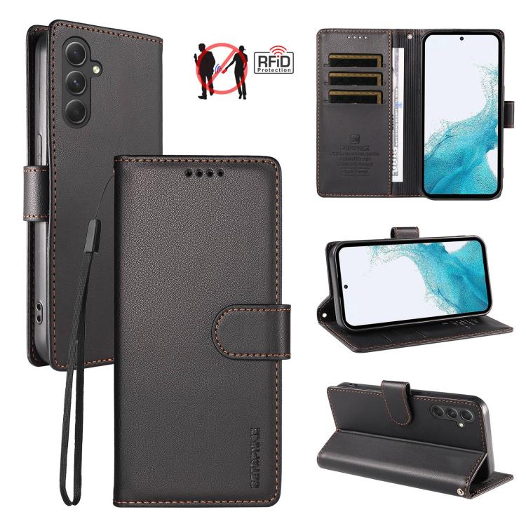 Custodia per telefono BETOPNICE in ecopelle vegana perlata con protezione RFID e cinturino., For Galaxy A14 4G / 5G, For Galaxy A34 5G, For Galaxy A54 5G