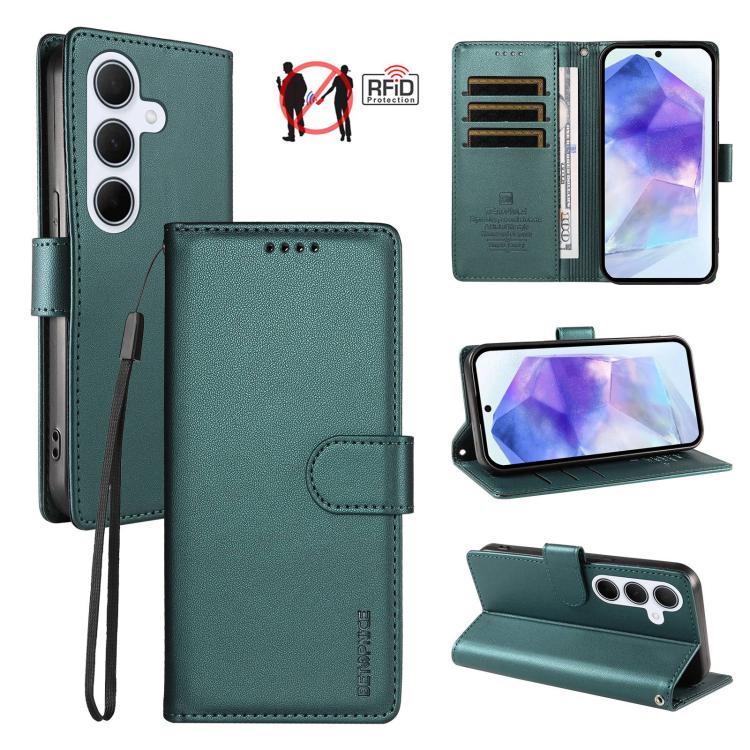 Custodia per telefono BETOPNICE in ecopelle vegana perlata con protezione RFID e cinturino., For Galaxy A06 / A07 / F06 / M06, For Galaxy A56 5G, For Galaxy A55 5G, For Galaxy A35 5G