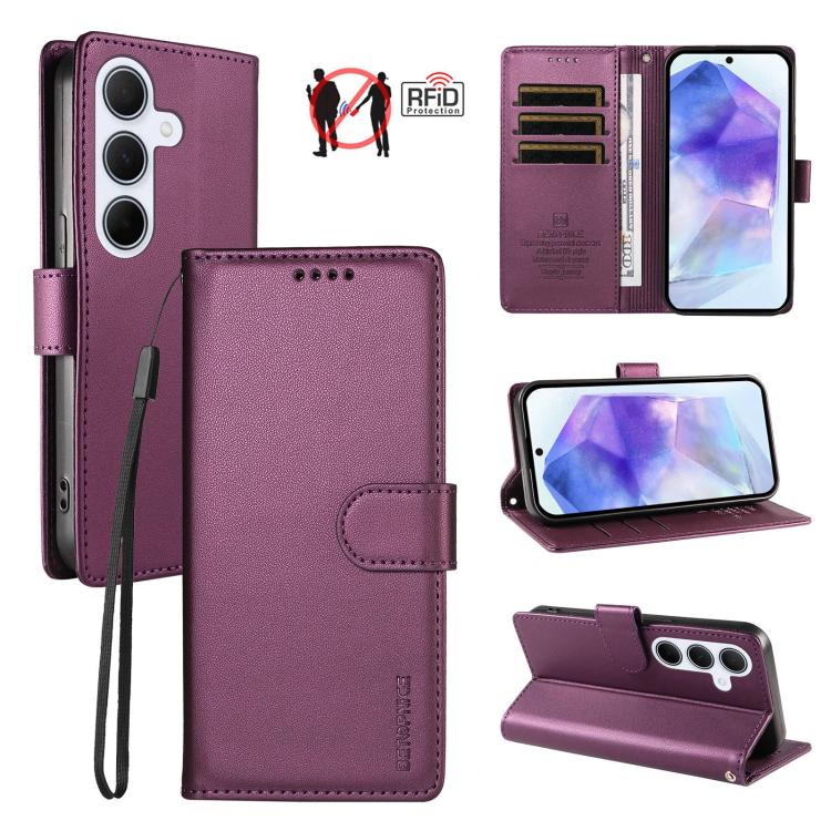 Custodia per telefono BETOPNICE in ecopelle vegana perlata con protezione RFID e cinturino., For Galaxy A06 / A07 / F06 / M06, For Galaxy A56 5G, For Galaxy A55 5G, For Galaxy A35 5G
