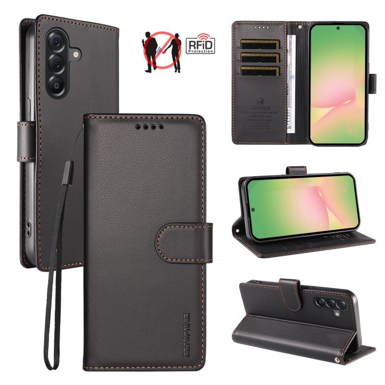 Custodia per telefono BETOPNICE in ecopelle vegana perlata con protezione RFID e cinturino., For Galaxy A06 / A07 / F06 / M06, For Galaxy A56 5G, For Galaxy A55 5G, For Galaxy A35 5G