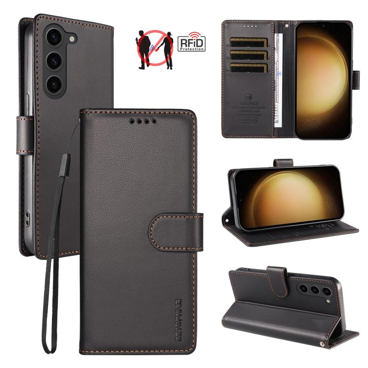 Custodia per telefono BETOPNICE in ecopelle vegana perlata con protezione RFID e cinturino., For Galaxy S23 FE 5G, For Galaxy S23 Ultra 5G, For Galaxy S23+ 5G, For Galaxy S23 5G