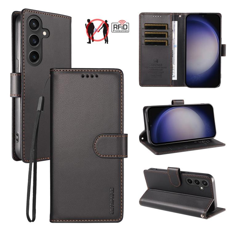 Custodia per telefono BETOPNICE in ecopelle vegana perlata con protezione RFID e cinturino., For Galaxy S23 FE 5G, For Galaxy S23 Ultra 5G, For Galaxy S23+ 5G, For Galaxy S23 5G
